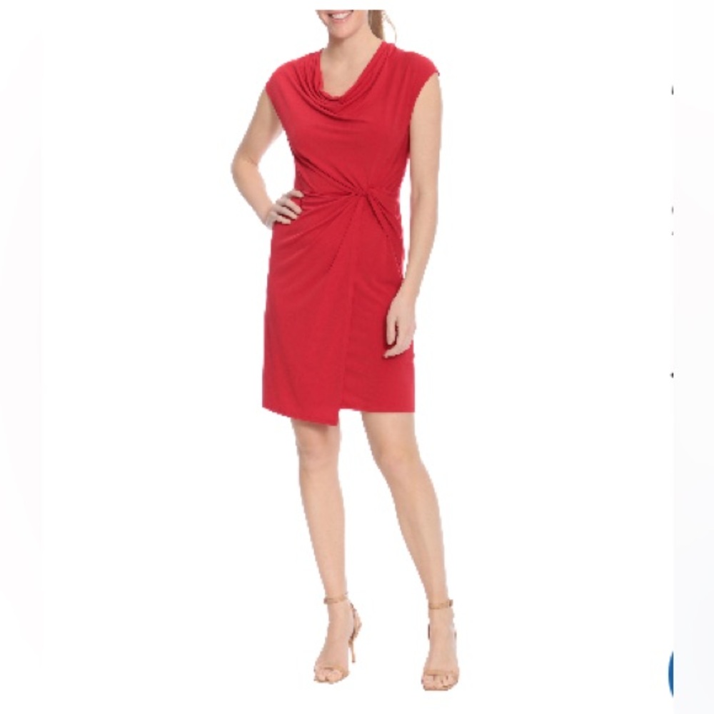 NWT London Times cowl neck side twist dress